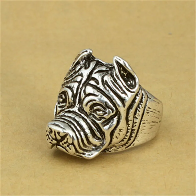 Размер 8 ~ 11 мужские и женские красивые с серебряным покрытием Humman Friend Shar Pei Dog Ring