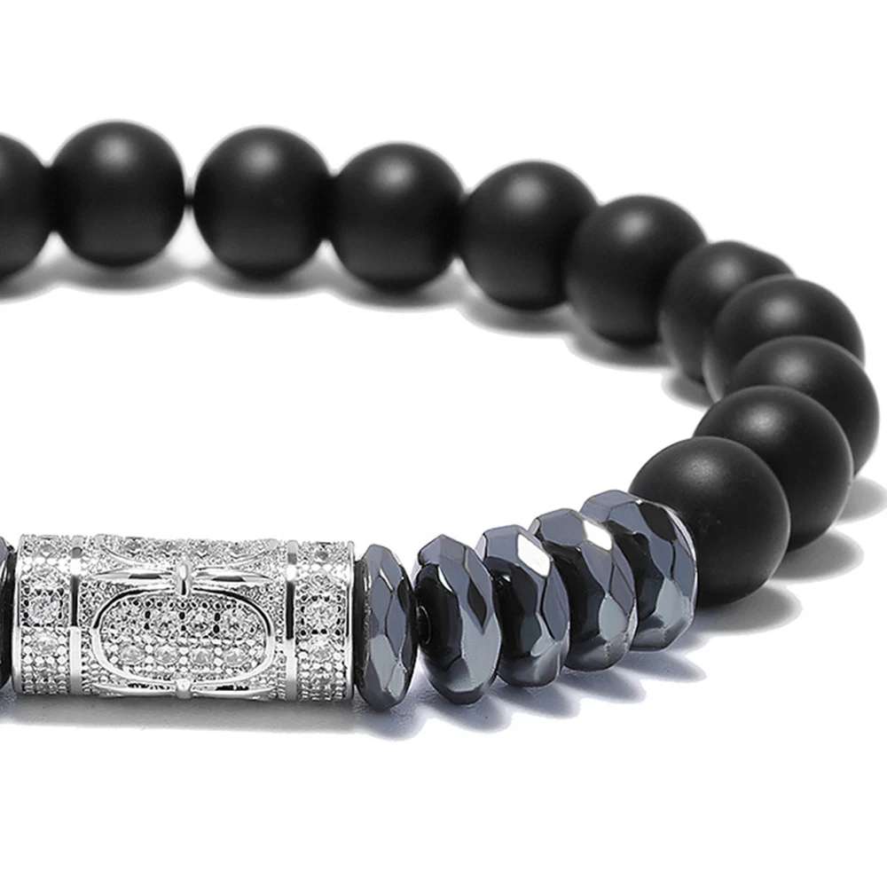 8 mm Natural Grind Stone Beads Bracelet For Women Handmade Black Men Energy Prayer Yoga Charm Dropshipping | Украшения и