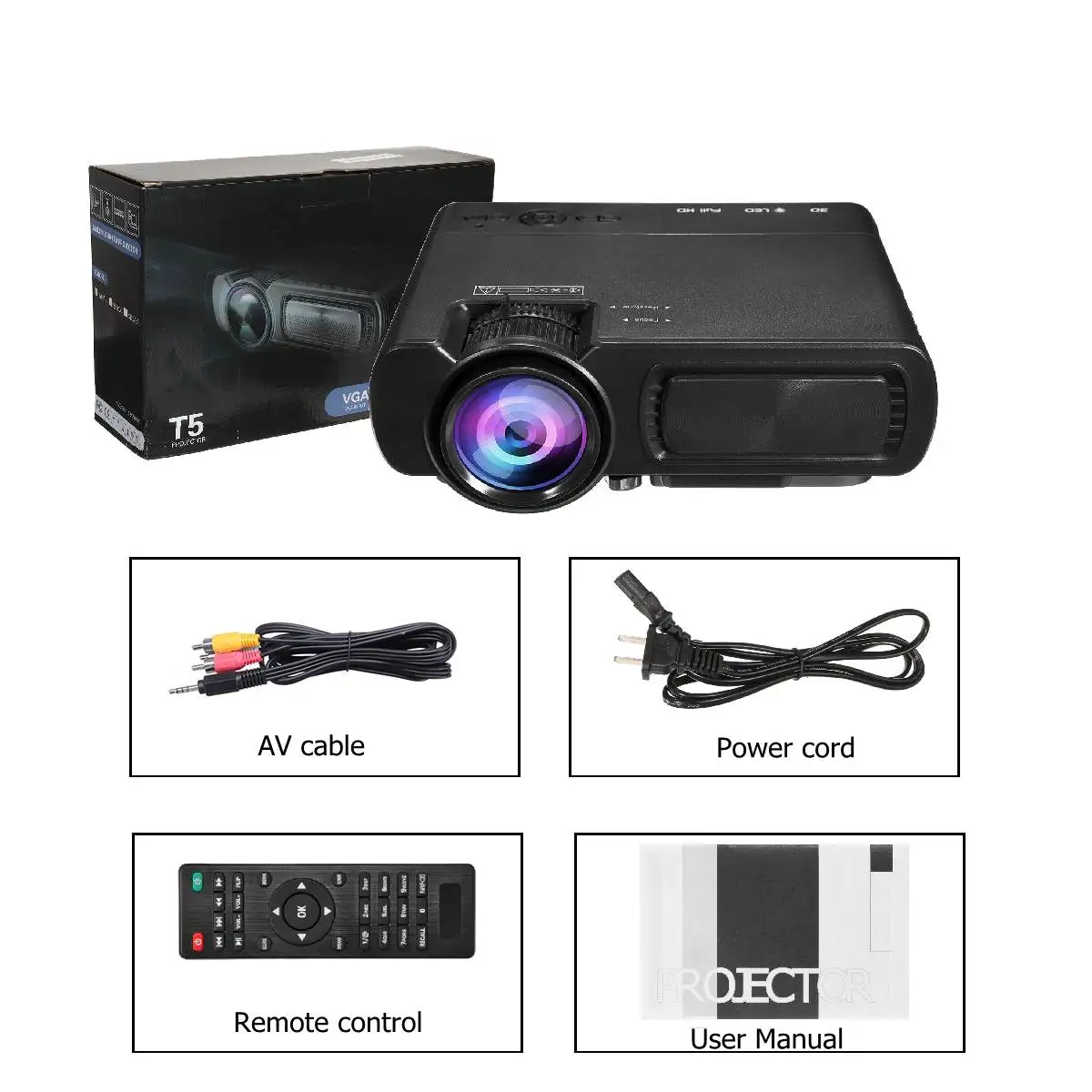 7000лм HD 1080P T5 lcd проектор USB VGA HDMI AV TF для домашнего кинотеатра