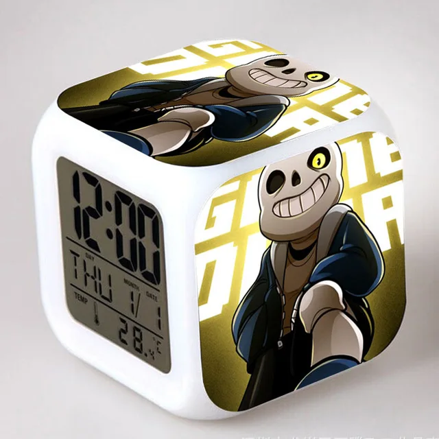Темно-синий Игровые часы Undertale светодиодный цифровой будильник цветной Flash reloj despertador Saat horloge digitale термометр часы для спальни - Цвет: Темно-синий