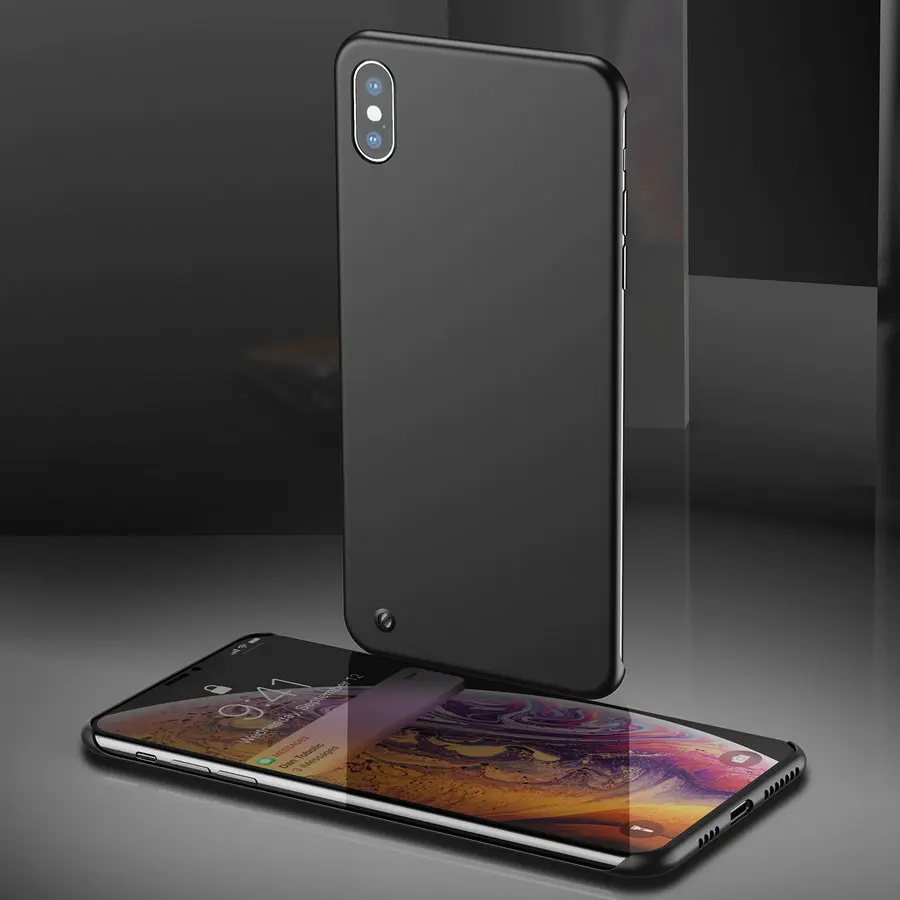 Безрамный чехол для iPhone XS Max 6 6s 7 8 Plus X XR роскошный яркий чистый цвет матовый