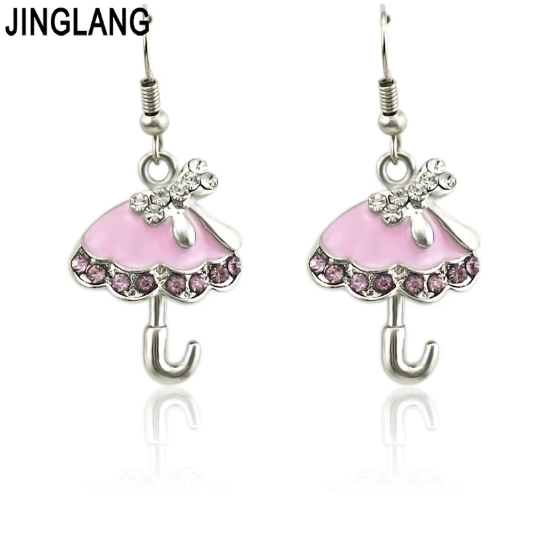 JINGLANG Fashion Elegant Shiny The Umbrella Jewelry Set for Women Girl Korean Simple Temperament Necklace Earrings | Украшения и