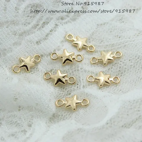 

Sweet Bell wholesale (100 pieces/lot) 7.5*15mm gold Alloy Diplopore Pentagram type Connectors Charm Jewelry Findings 4D803