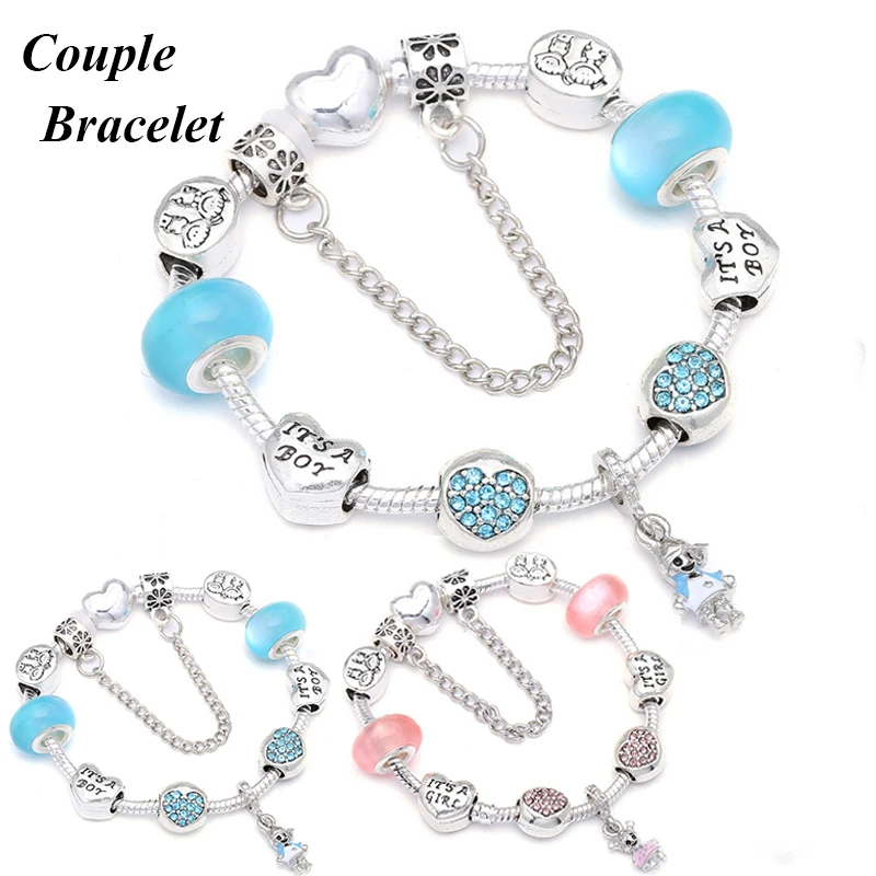 Серебряный бриллиантовый браслет BAOPON для женщин с мальчиком и девочкой изящные