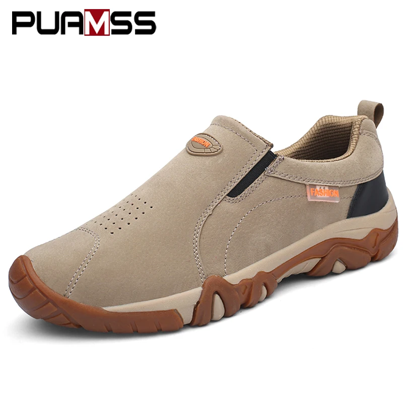 New High Quality Brand Men Shoes Genuine leather Loafers Casual Breathable Outdoor Non Slip Walking Sneakers | Обувь