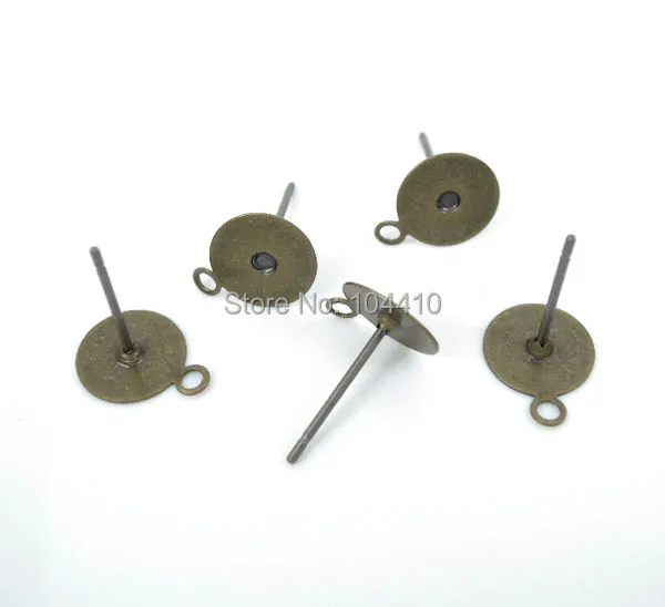 8 мм пустая Плоская Круглая клейкая подкладка с петлей для сережек-гвоздиков