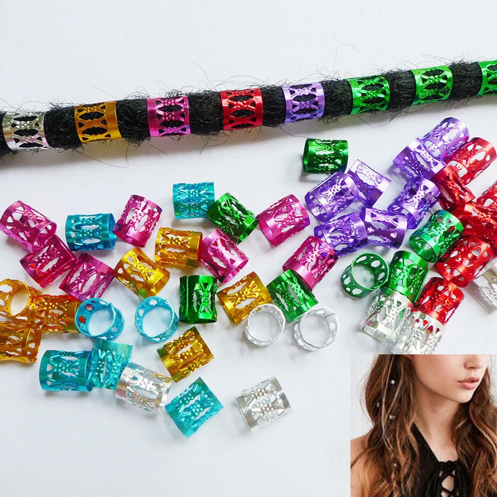 100 искусственные украшения для волос удлинители косички отверстия манжеты