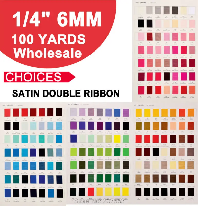 Сатиновая лента для скрапбукинга высокое качество 1/4 дюйма (6 мм) 100 ярдов/рулон