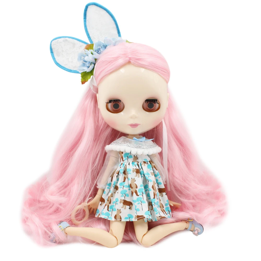 blyth nude doll for joint body pink hair with no bangs styleBL1003/1215 factory girl toys white skin DIY special offer| |