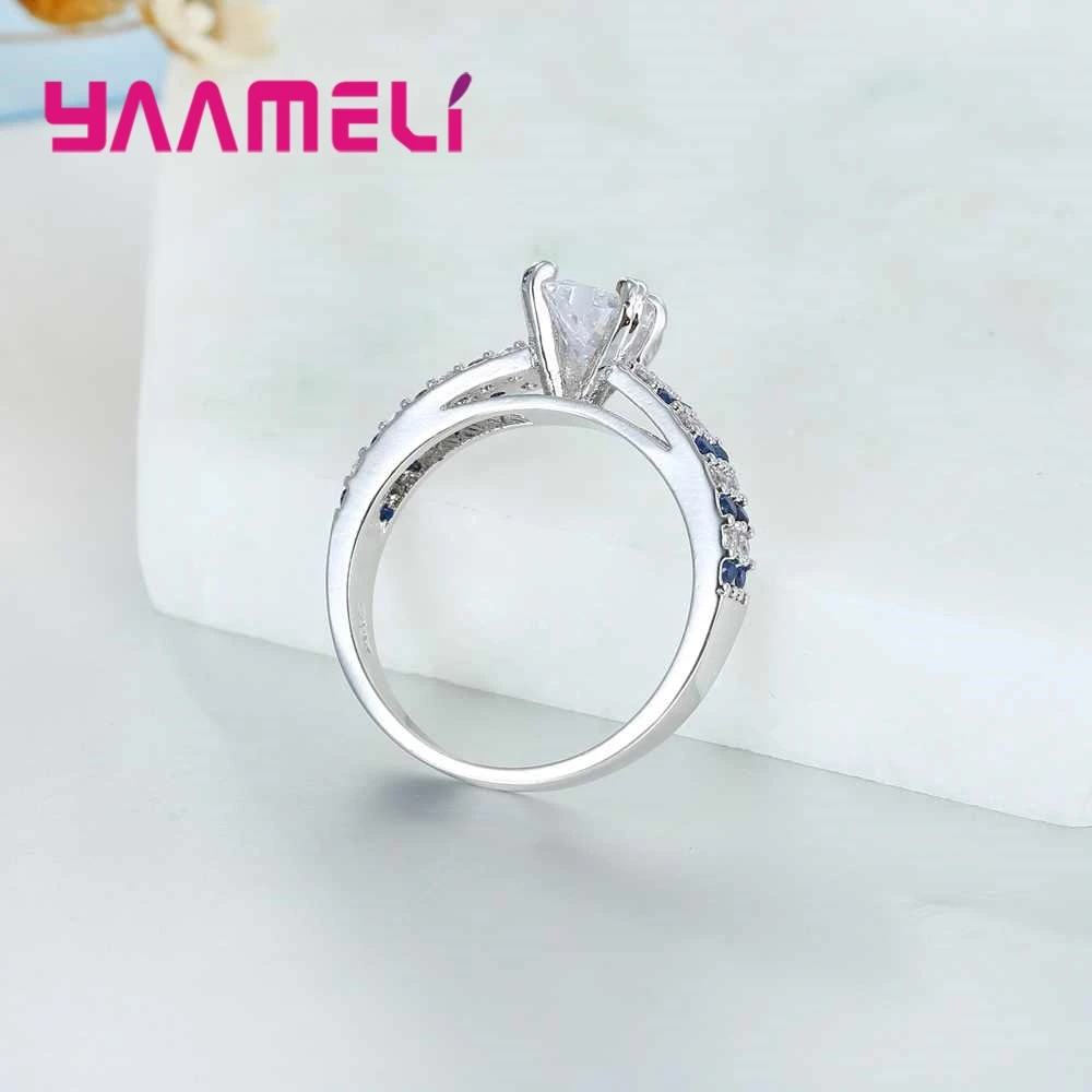 Женское ювелирное изделие из серебра 925 пробы с фианитом|crystal blue|love lovezirconia cubic |