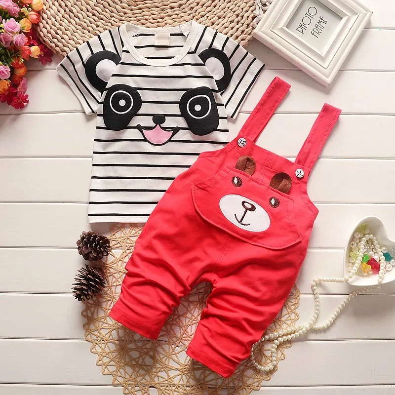 BibiCola лето детская одежда мальчиков наборы панда мультфильм симпатичная детские