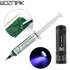 10 мл зеленая масляная УФ-Пайка BGA печатная плата закругленная паяльная мачтовая масляная паста зеленый УФ флюс паяльная паста Флюс чернила мягкая Нейлоновая Щетка с 9 светильник светодиодный