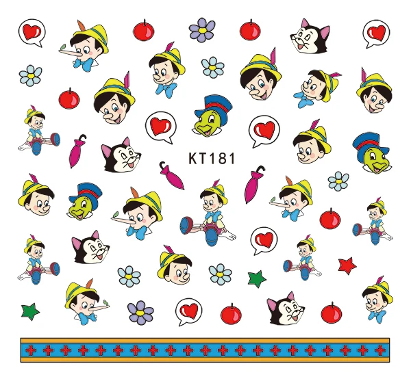 Newest 5sheet 15type Children Girls Cartoons Stickers Designs Gummed glue 3D Decals Makep Art Decorations kt181-196 |