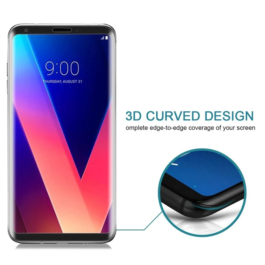 Защитное стекло закаленное 3d-стекло с закругленными краями для LG G7 + V40 Plus ThinQ V35 V30S