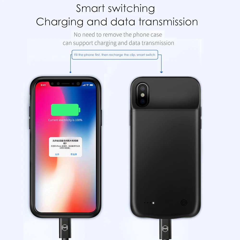 Mcdodo 3200 мАч Батарея Зарядное устройство Чехлы для iPhone X Мощность Bank Дело ультра