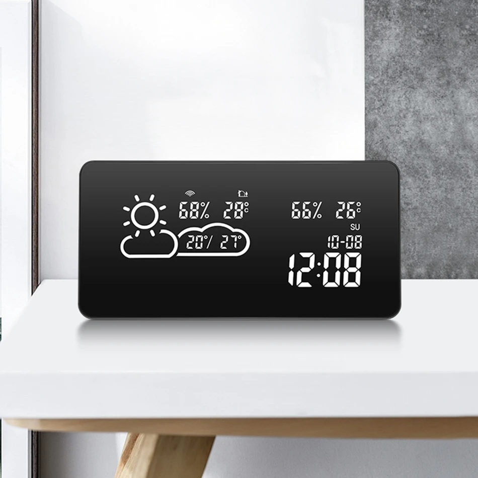 DIGOO DG C12 умный WIFI светодиодный с отрицательным экраном Метеостанция дом