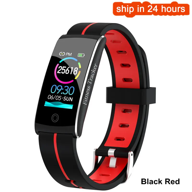 Black Red Greentiger F10C умный Браслет Водонепроницаемый Монитор Сердечного Ритма во время сна фитнес-трекер кровяное давление спортивный смарт-браслет Android IOS - Цвет: Black Red
