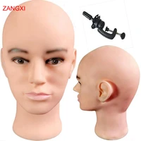 56cm male dummy head with black table stand manikin head for wig making hat display maniquin head wig holder bald head mannequin