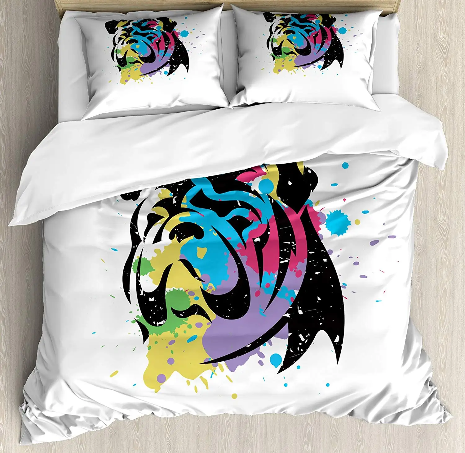 Английский бульдог комплект постельного белья с Портрет радугой Стиль Цвет