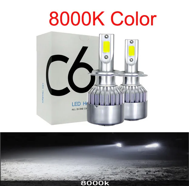 8000K 2x H7 LED H11 H4 Hi/Lo H1 H3 H8 HB1 HB3 HB4 HB5 H10 HIR2 H13 H16 H27 Car Headlight Bulbs 3000K 4300K 6000K 8000K 12000K Ice COB - Испускаемый цвет: 8000K