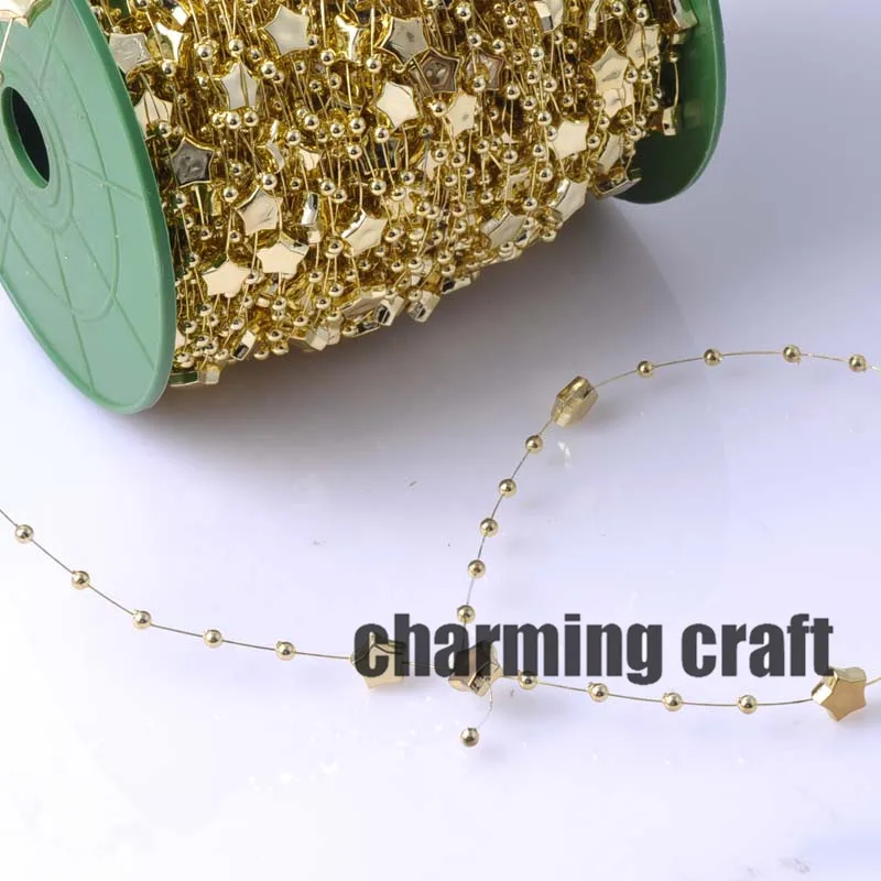 Рыболовная леска с золотыми звездами Пластиковые Бусины цепочка гирлянда цветы