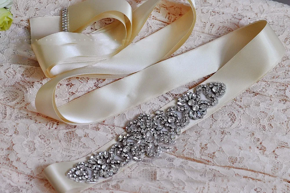 2017 Women Wedding Belts Rhinestone Satin Ribbon Sash Bride Bridesmaid Bridal Cummerbunds Waistband YYP17 | Аксессуары для одежды