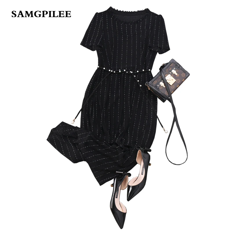 Новинка 2020 модные повседневные трапециевидные летние женские платья в полоску с