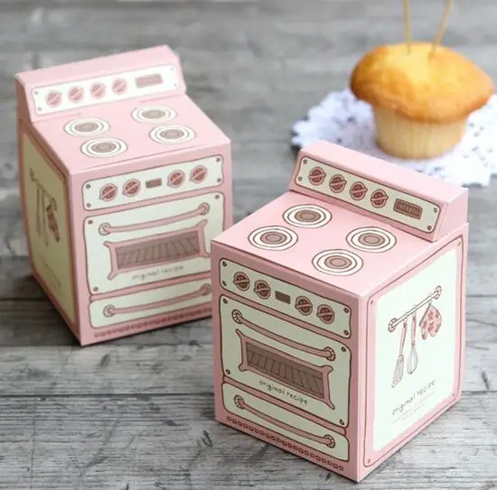 50 шт./лот розовый духовка форма булочки коробка кекс Коробки конфет свадебный
