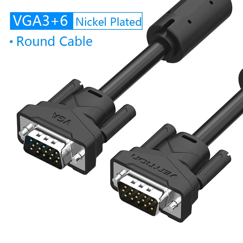 Nickel Plated Vention VGA кабель 3+ 6 Плетеный экранирующий VGA к VGA кабель «Папа-папа» для HD tv PC ноутбук tv Box Проектор Монитор кабель vga - Цвет: Nickel Plated