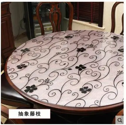 Изготовленная на заказ круглая скатерть из мягкого стекла ПВХ Водонепроницаемая