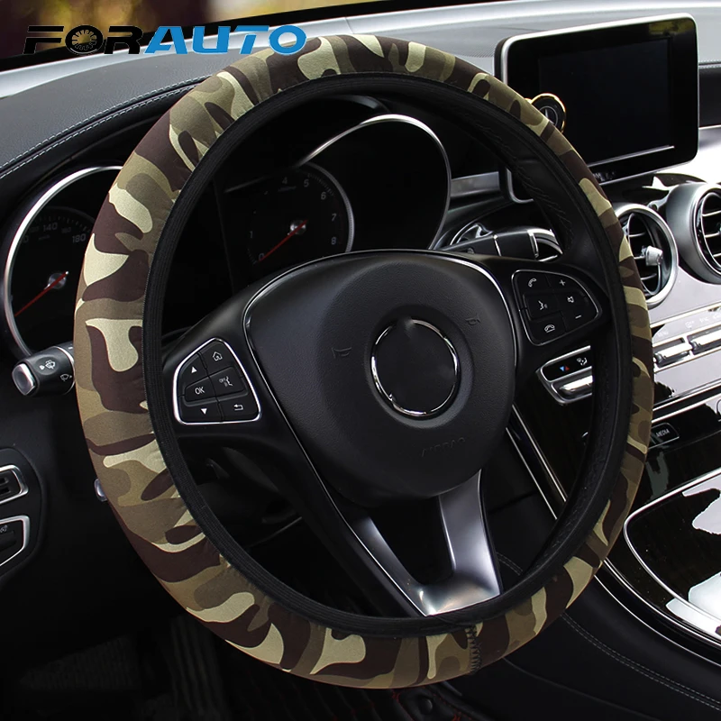 Автомобильный Стайлинг SBR Lycra чехол на руль DIY автомобильный чехол на руль аксессуары для интерьера камуфляжные противоскользящие подходят для большинства автомобилей