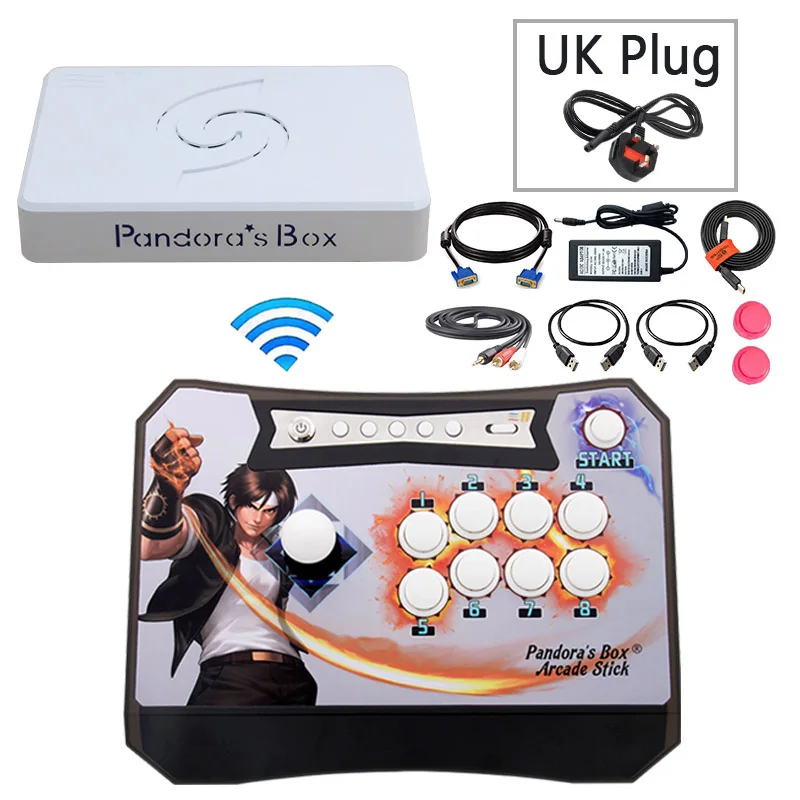Аркадный контроллер комплект Pandora Box 6 1300 Беспроводная аркадная палка 1300 в 1 HDMI VGA USB для ТВ PS3 PC Поддержка fba mame ps1 3d игры - Цвет: 1P black UK plug
