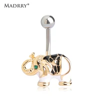 madrry elephant enamel esmalte navel belly rings for women bar piercing surgical steel medical titanium gold color septum 1 6mm