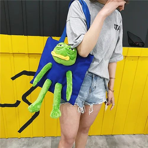 Sad Frog сумка аниме Розовая пантера Sad Frog fees Плюшевая Кукла Косплей животные милые игрушки Холст сумка на плечо для девочки подарок - Цвет: blue Canvas