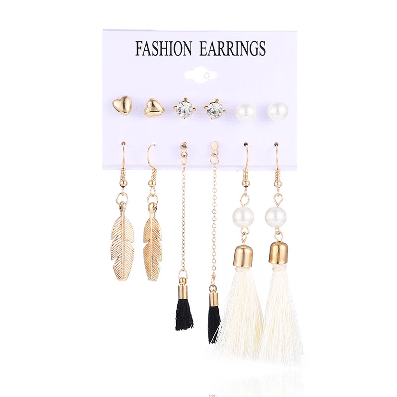 White Earrings HOCOLE модные богемные длинные кисточки серьги набор шелковая ткань золотые Винтажные висячие серьги с ниспадающими кисточками для женщин ювелирные изделия - Окраска металла: White Earrings