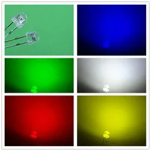 5mm straw hat Led Diode 5 mix Color Red Blue Green Yellow White = 500 PCS Wide Angle Light Bulb Leds Lamp 5MM Diodes