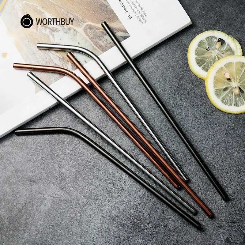 WORTHBUY цветной металлический соломенный 304 из нержавеющей стали многоразовый