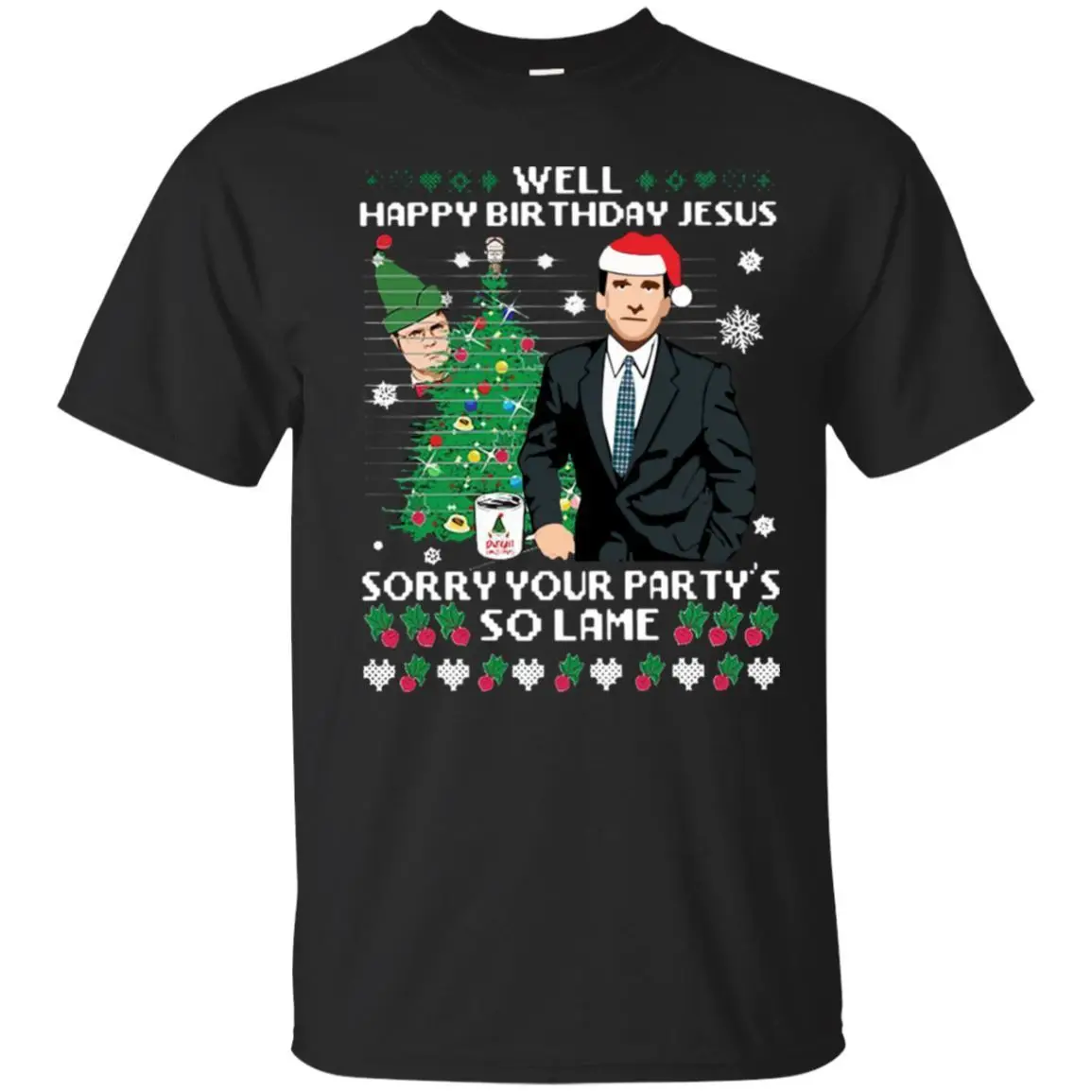 Мужская футболка с надписью Michael Scott Merry Christmas классная Well Happy Birthday Jesus Повседневная