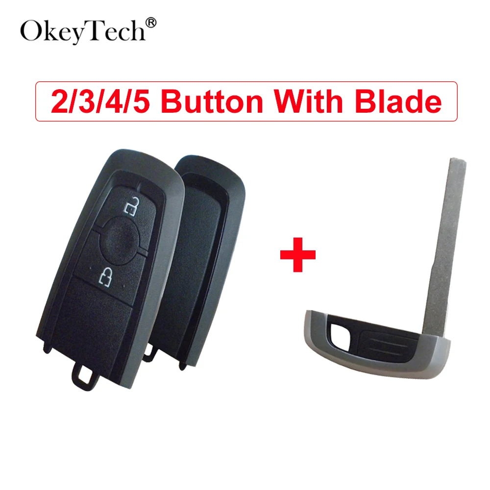 

OkeyTech 2/3/4/5 Button Smart Remote Car Key Shell For Ford Fusion Explorer Expedition Edge F150 F250 F350 Case Emergency Blade