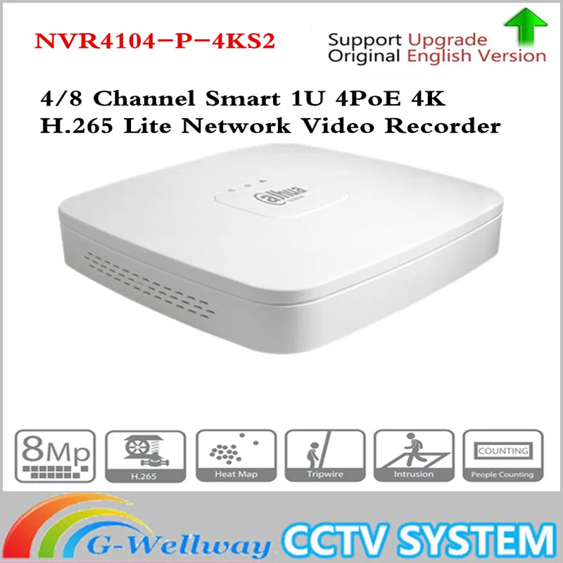 Dahua 4 К POE NVR NVR4104 P 4KS2 с 4ch PoE h.265 видео Регистраторы Поддержка ONVIF 2 SDK CGI белый для ahua CCTV