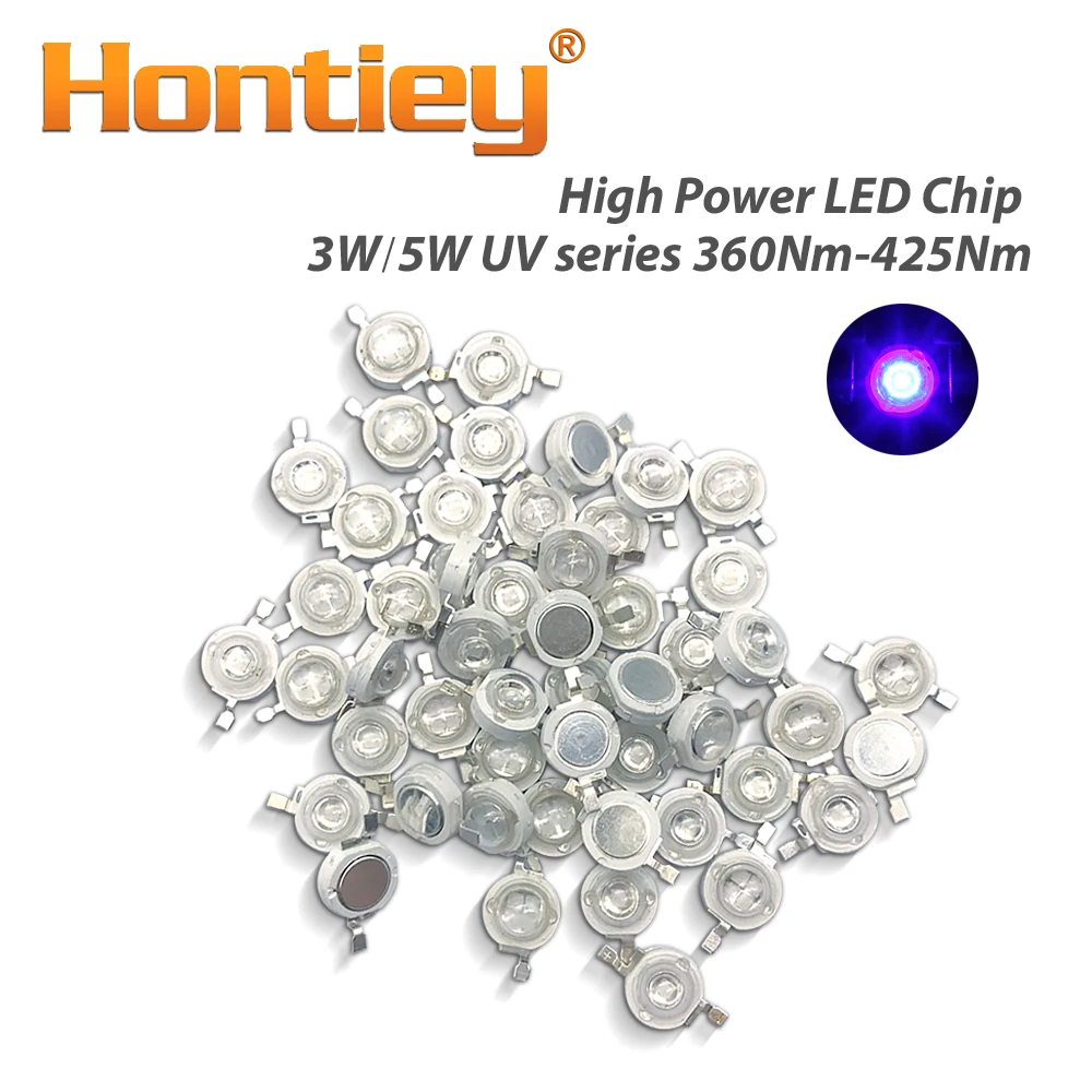 Hontiey УФ фиолетовый 3 Вт 5 светодиодный Встроенная лампочка бисера 365Nm 375Nm 385Nm 395Nm 405Nm