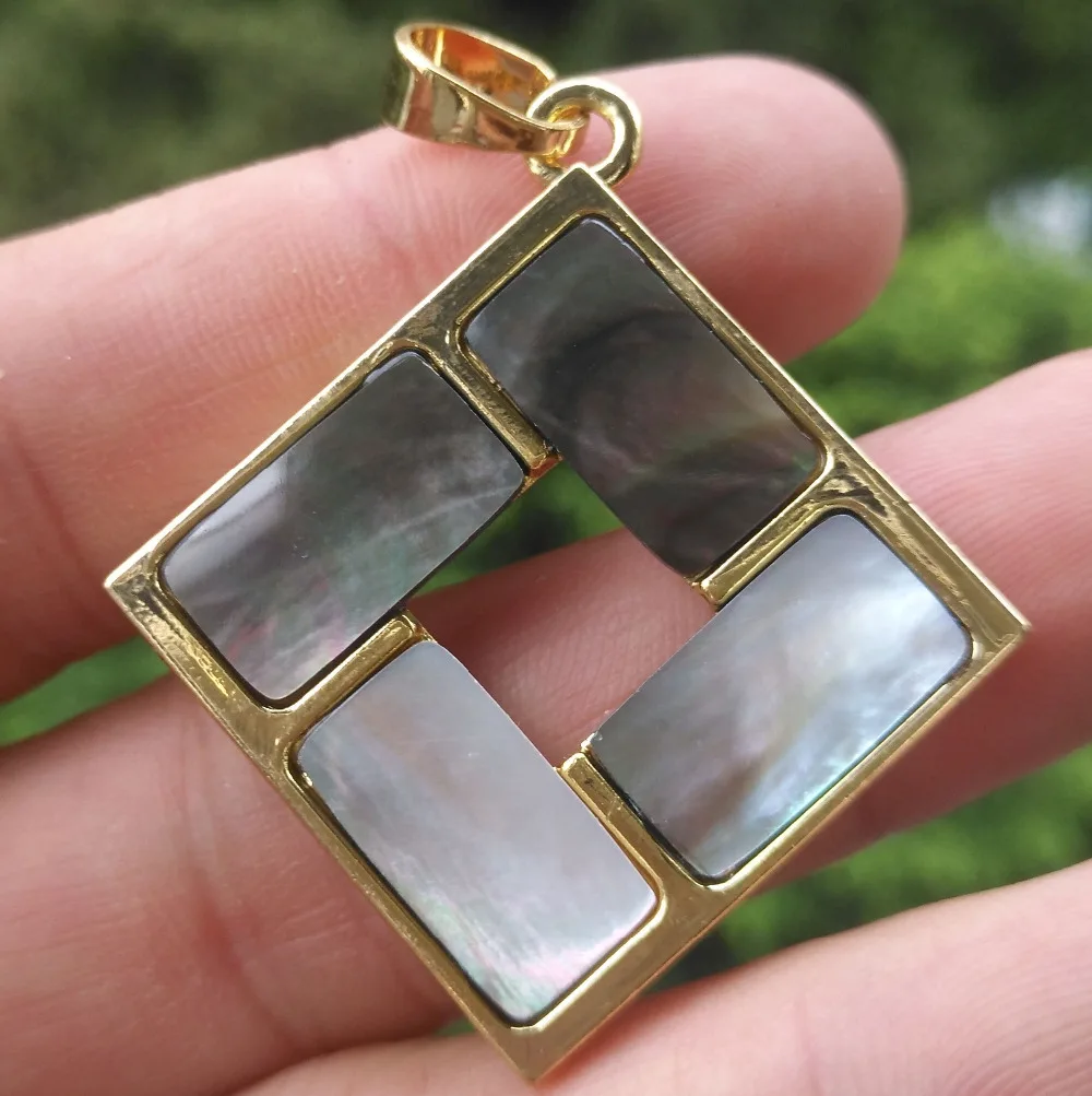 Wei ли 10 шт. натуральный черный В виде ракушки кулон l19689-10 | Шармы