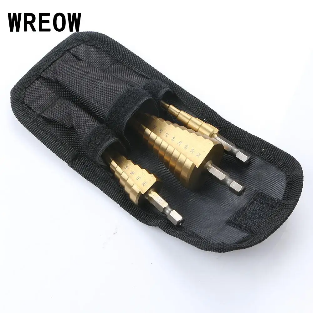 

3pcs Titanium Step Drill Bit HSS Hex Shank Pagoda Ladder Drill 4-32/4-20/4-12mm Woodworking Cone Cutting Tools