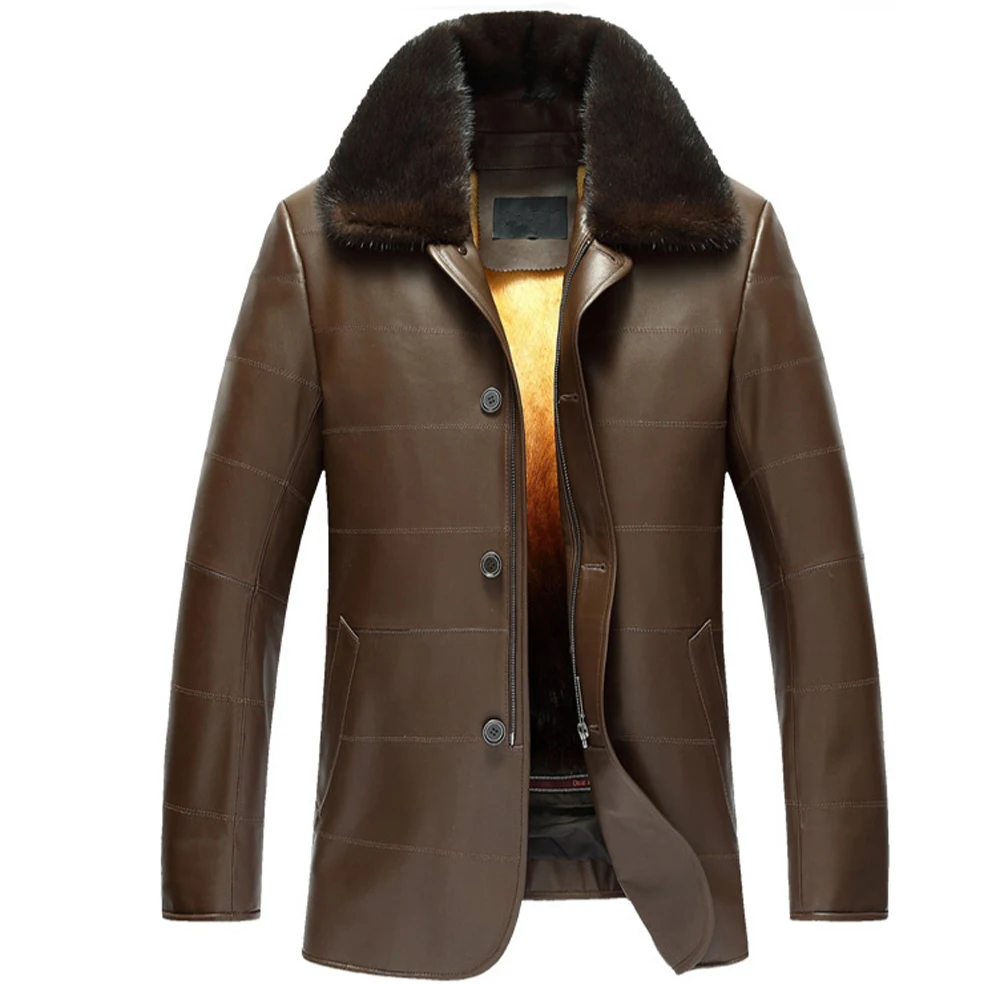 Мужская золотистая шуба из меха норки роскошная куртка шкуры ягненка