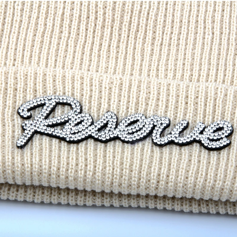 Зимние шапки женские английские буквы вязаная шапочка теплые Skullies шляпы