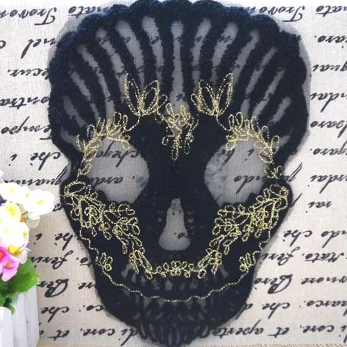 Large Size Skull Embroidery Patch Sew On Applique for Jacket Back Vest Motorcycle Club Biker Appliques Badge Wholesales | Дом и сад