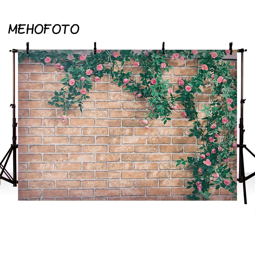 Фотофон MEHOFOTO с изображением цветов кирпичной стены весенние свадебные фоны день