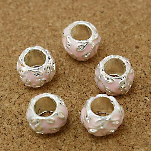 

100pcs/lot Pink 8x11mm Enamel Clip Charm European Beads fit Bracelet Jewelry