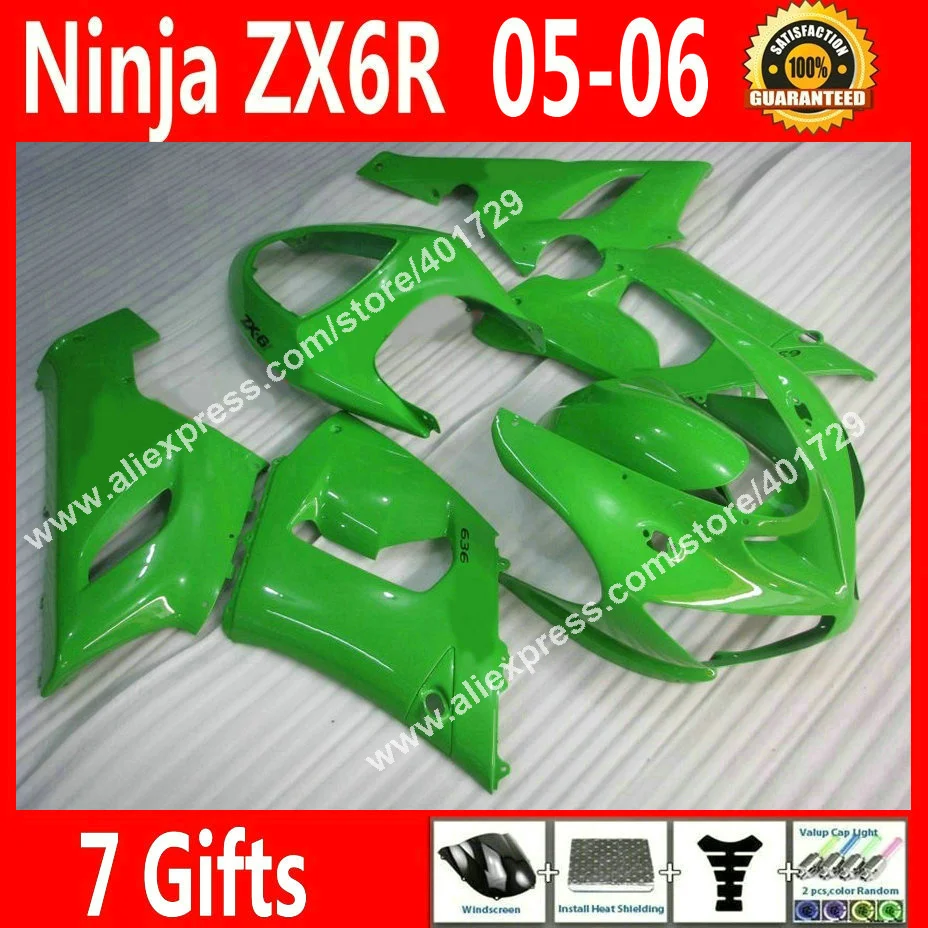 

Hot sale Fairings for motorcycle Kawasaki ZX6R 2005 2006 ninja 636 05 06 grass green bodywork fairing kits BH57