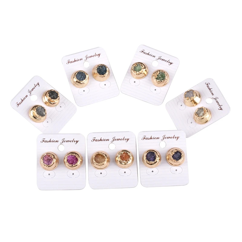 Модные Винтажные серьги гвоздики круглой формы 5 пар для мужчин и женщин